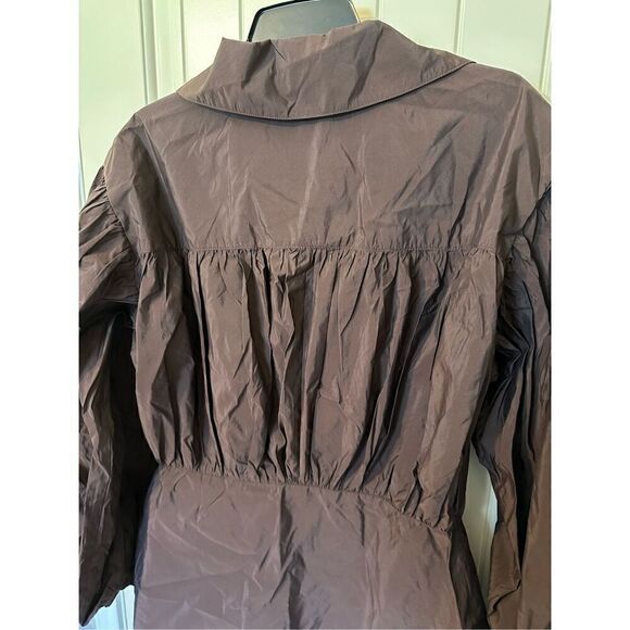 NWT Rohe Novi Pleated Chocolate Brown Balloon Sleeve Mini Dress Women’s 42 / 10 - Picture 13 of 16